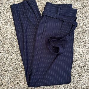 Women’s Navy Pinstripe Pants with Tie